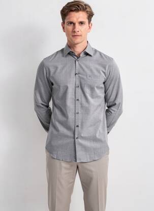 Chemise manches longues coupe cintrée gris SEIDENSTICKER homme