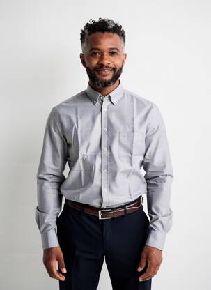 Chemise manches longues coupe cintrée bleu CHATEL homme
