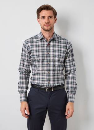 Chemise manches longues imprimé carreaux bleu GIANNI VALLI homme