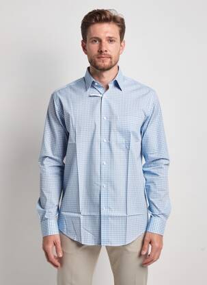 Chemise manches longues coupe droite bleu SEIDENSTICKER homme