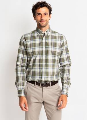 Chemise manches longues imprimé carreaux vert LUI homme