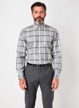 Chemise manches longues coupe droite gris CHATEL homme