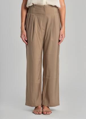 Pantalon large tissage popeline taille normale marron RUE MAZARINE femme