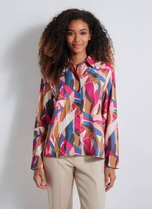 Chemisier imprimé fantaisie manches longues rose GRACE & MILA femme