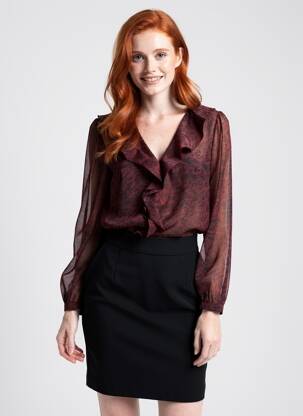 Blouse légère et transparente manches longues rouge GRACE & MILA femme