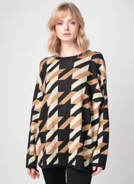 Pull col rond manches longues noir SIGNATURE femme
