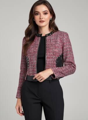 Veste casual col rond rouge EXTENZO PARIS femme