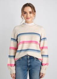 Pull col rond manches longues beige JENSEN femme