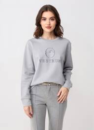 Sweat-shirt broderie manches longues gris VESTRUM femme