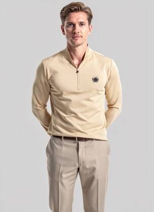 Polo manches longues manches longues beige COVALLIERO homme