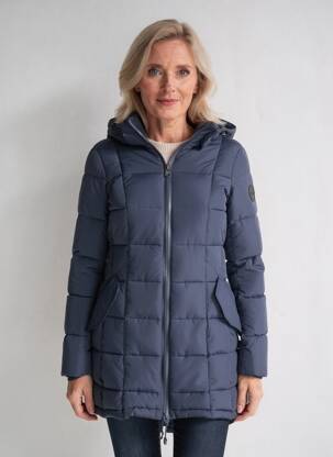 Doudoune manches longues a capuche bleu fonce GAZE femme