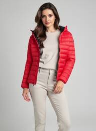 Doudoune manches longues a capuche rouge GAZE femme