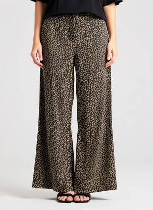 Pantalon large tissage crêpe taille normale noir LE TEMPS DES CERISES femme