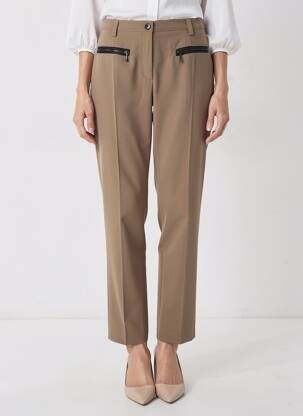 Pantalon slim tissage popeline taille normale marron JUMFIL femme