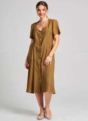 Robe mi-longue manches courtes manches courtes vert JUMFIL femme