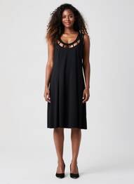 Robe mi-longue sans manche sans manche noir JUMFIL femme
