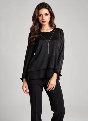 Top stretch manches longues noir JUMFIL femme