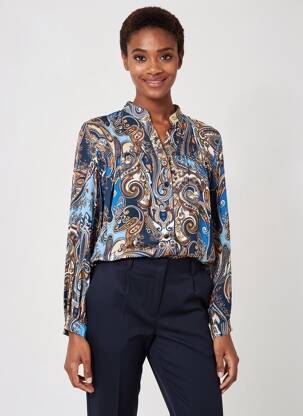 Blouse imprimé fantaisie manches longues bleu QUATTRO femme