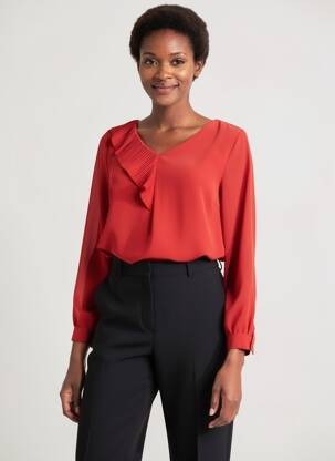 Blouse poignets boutonnés avec fente manches longues orange QUATTRO femme