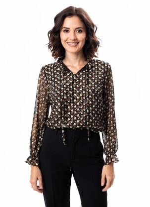 Blouse imprimé fantaisie manches longues noir QUATTRO femme