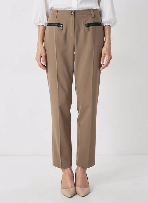 Pantalon slim tissage popeline taille normale marron JUMFIL femme