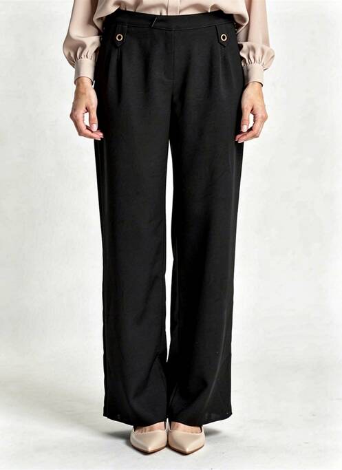 Pantalon droit tissage popeline taille normale noir JUMFIL femme