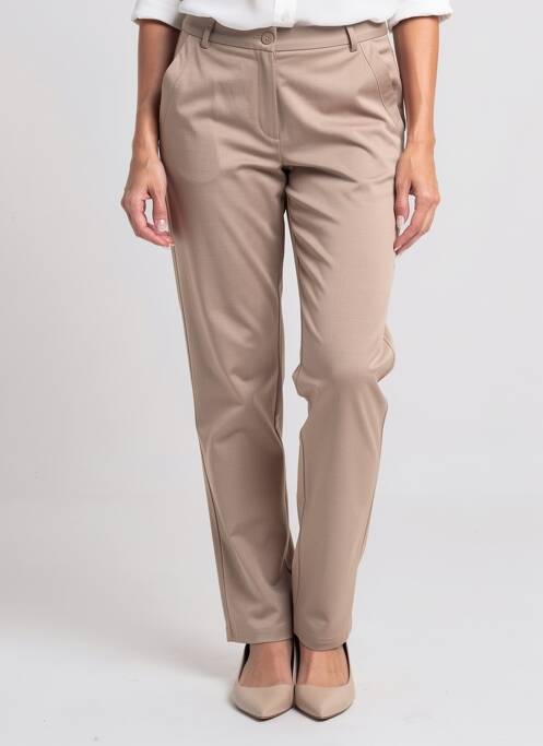Pantalon chino tissage popeline taille normale beige JUMFIL femme