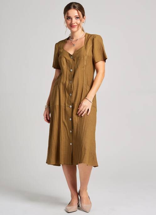 Robe mi-longue manches courtes manches courtes vert JUMFIL femme