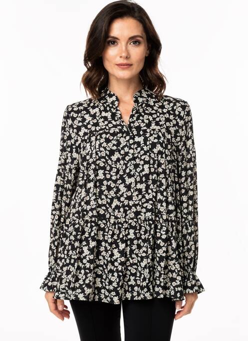 Blouse imprimé fleurs manches longues noir QUATTRO femme
