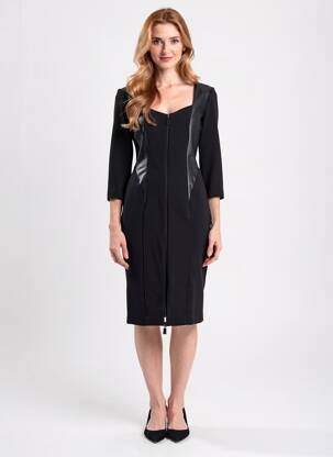 Robe mi-longue manches longues manches longues noir ÉCLÀ femme