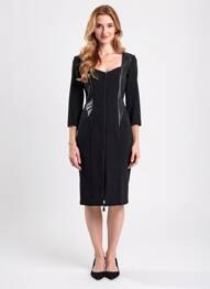 Robe mi-longue manches longues manches longues noir ÉCLÀ femme