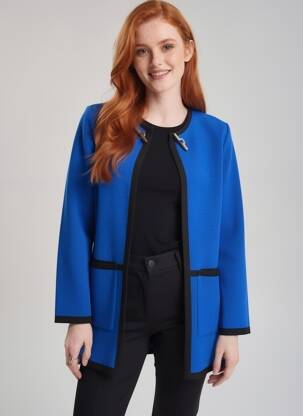 Gilet manches longues fermeture boutonnée sur le devant bleu JUMFIL femme