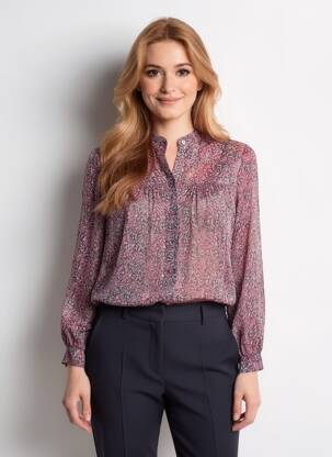 Blouse imprimé fantaisie manches longues rose QUATTRO femme