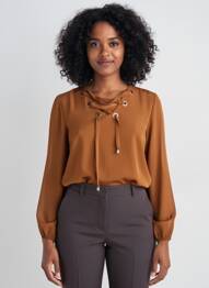 Blouse manches longues manches longues marron QUATTRO femme