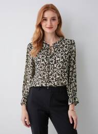 Blouse imprimé fantaisie manches longues noir QUATTRO femme