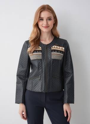 Veste casual col rond noir QUATTRO femme