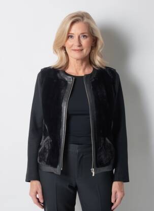 Veste casual col rond noir JUMFIL femme
