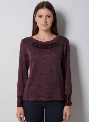 Pull coupe droite manches longues violet QUATTRO femme
