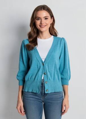 Gilet manches longues manches 3/4 bleu QUATTRO femme