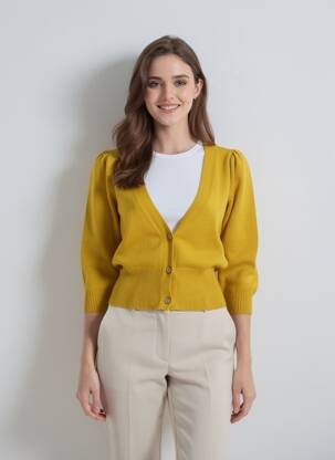 Gilet manches longues manches 3/4 jaune QUATTRO femme