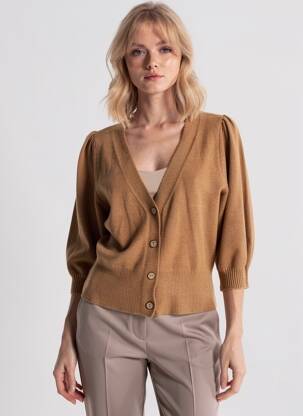 Gilet manches longues manches 3/4 marron QUATTRO femme