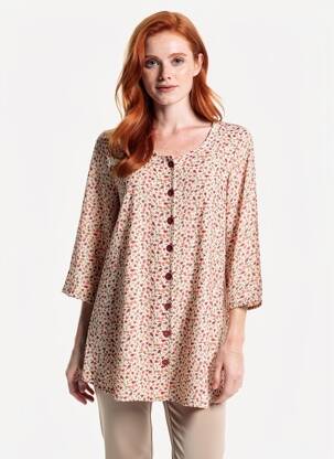 Chemisier imprimé fantaisie manches 3/4 beige G!OZE femme