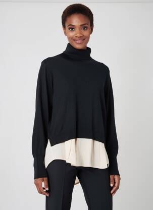 Pull col roulé manches longues manches longues noir MARIA BELLENTANI femme