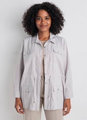 Veste casual col chemisier gris JUMFIL femme