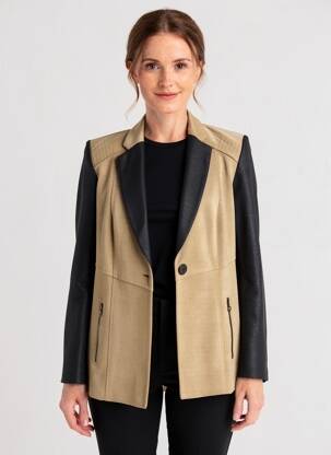 Veste casual col tailleur beige JUMFIL femme