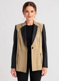 Veste casual col tailleur beige JUMFIL femme