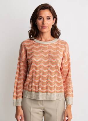Pull coupe droite manches longues orange QUATTRO femme