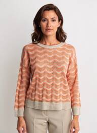 Pull col rond manches longues orange QUATTRO femme