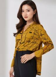 Chemisier coupe cintrée manches longues jaune QUATTRO femme