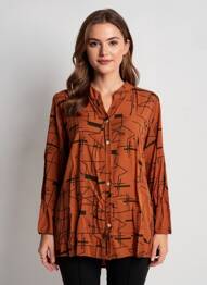 Chemisier coupe cintrée manches longues marron QUATTRO femme